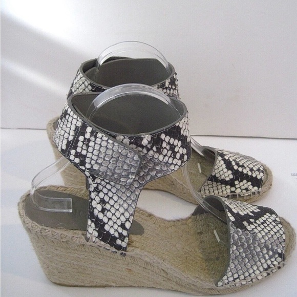 VINCE Sophie Espadrille Snakeskin Leather Wedge Sandals Size 11 - Picture 3 of 7